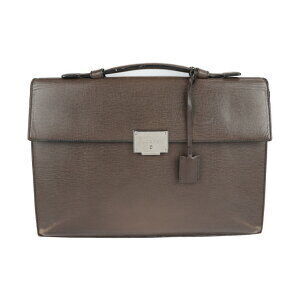 LOEWE Briefcase Business Bag Brown Leather Document Shoulder